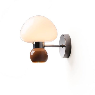 Cream Glass Mushroom Wall Sconce Light