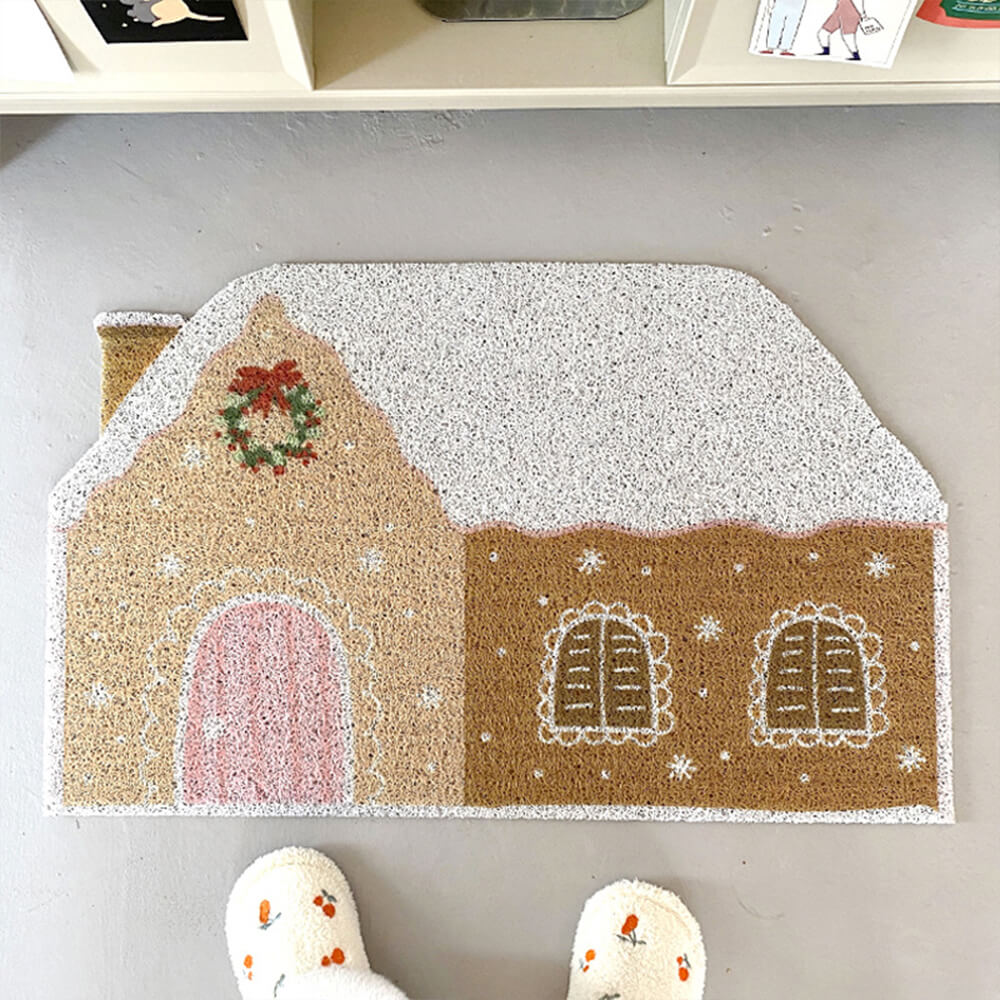 Christmas Non-Slip Gingerbread Rug Festive Decor