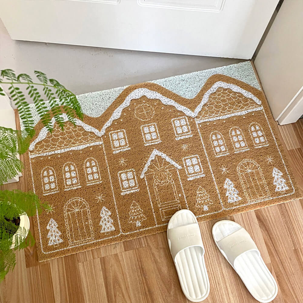 Christmas Non-Slip Gingerbread Rug Festive Decor