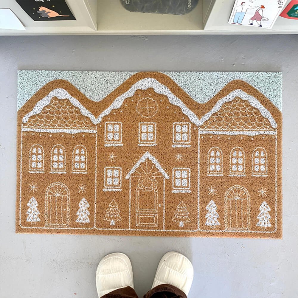 Christmas Non-Slip Gingerbread Rug Festive Decor