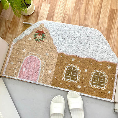 Christmas Non-Slip Gingerbread Rug Festive Decor