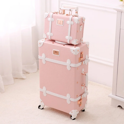 Retro Hard Shell Suitcase Set with Wheels and Combination Lock