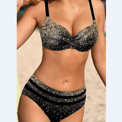 Tropical High-Waist Bikini Set for Women