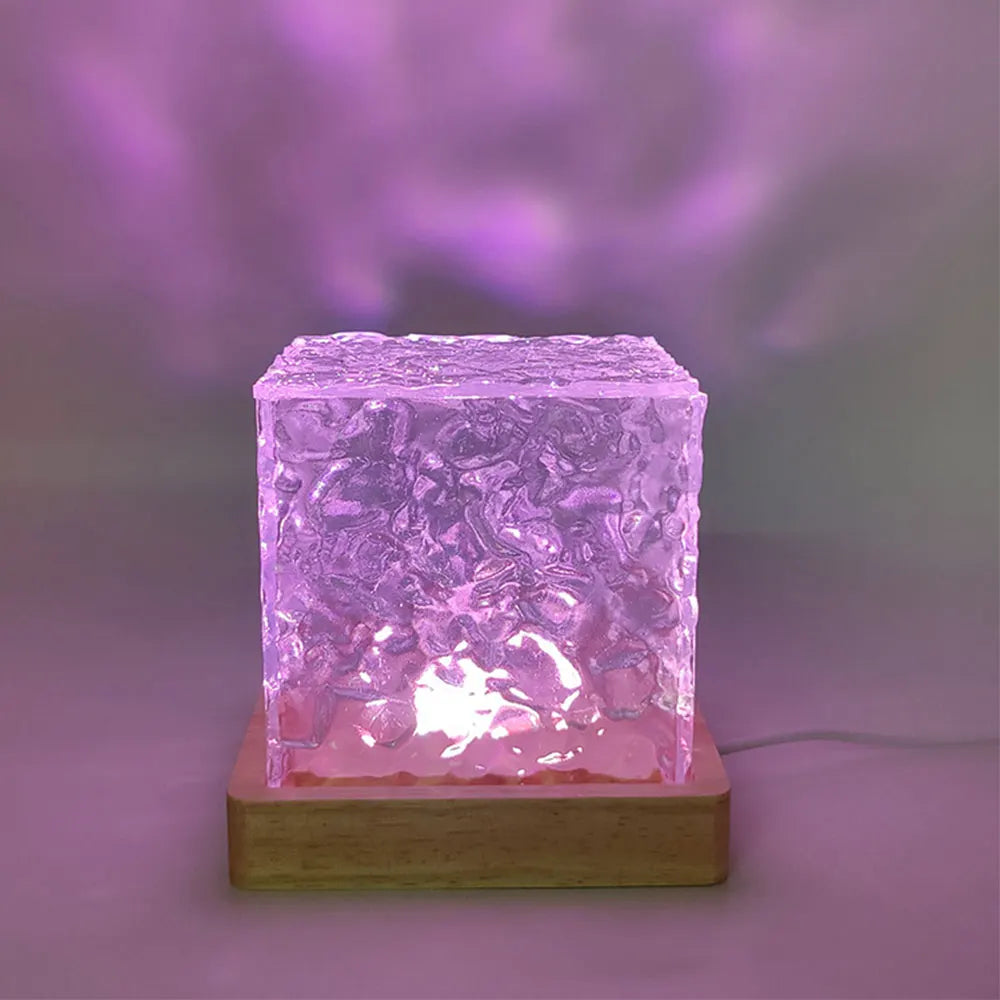 Nordic Glass Cube Lamp with Ambient Light