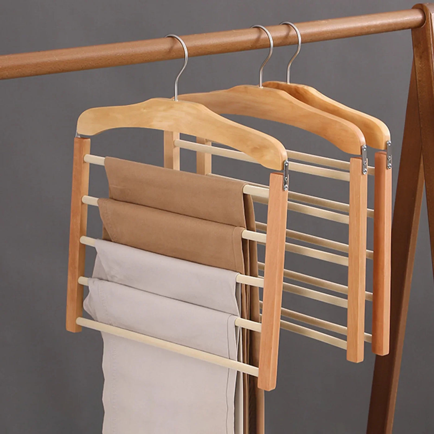 Multi-Bar Wooden Clothes Hanger with Premium Finish