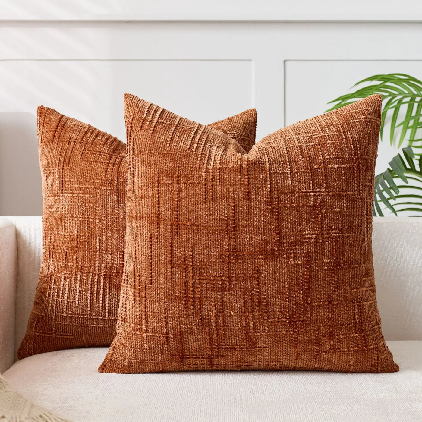 Chenille Throw Pillow Cover Bamboo Texture Solid Color