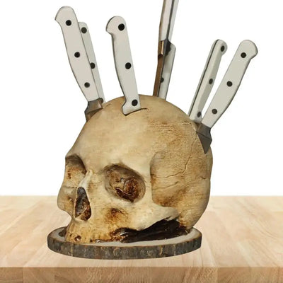 Gothic Skull Knife Holder Kitchen Decor Rack