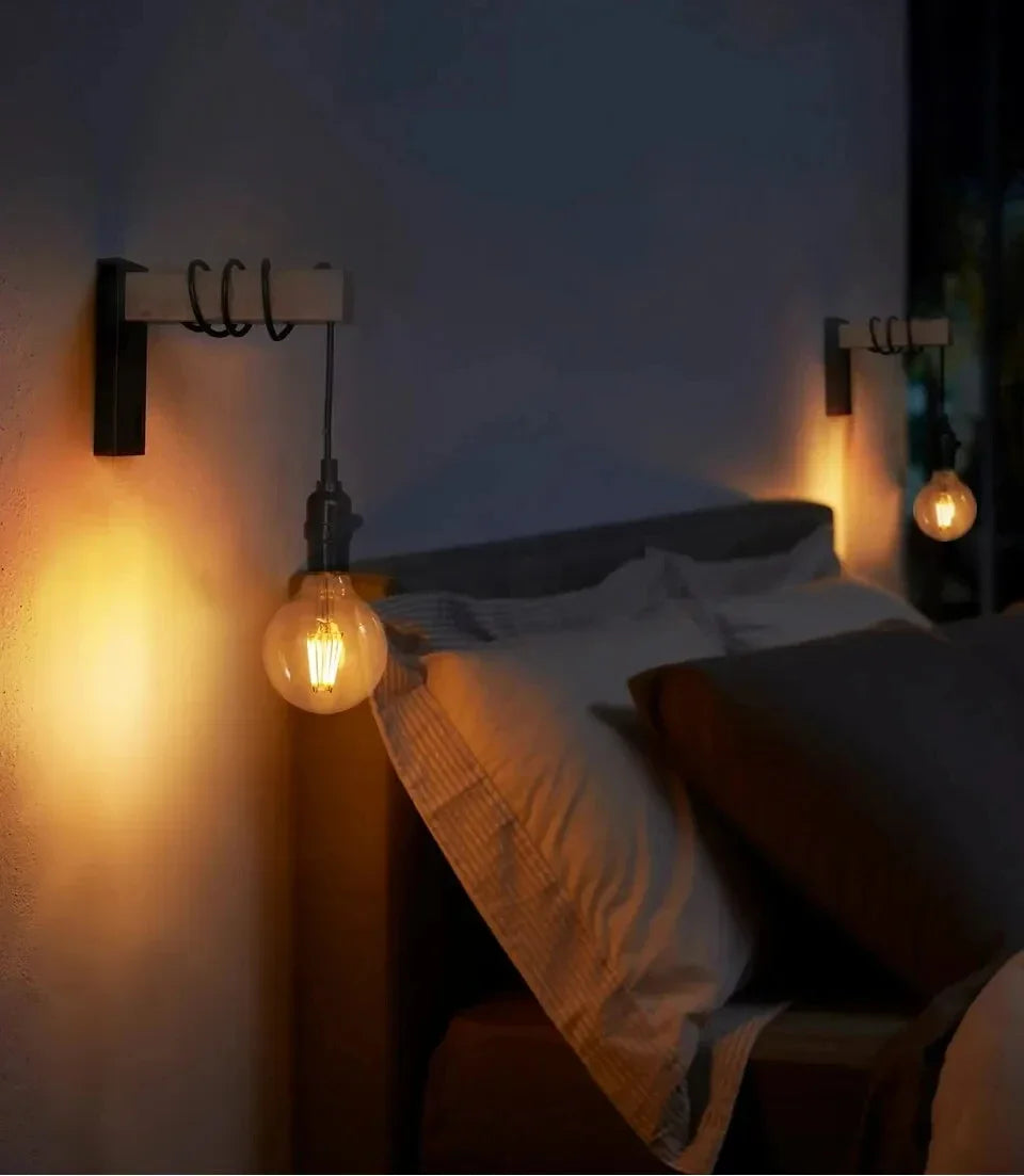 Vintage Wood & Iron Wall Lamp – RetroLume E27