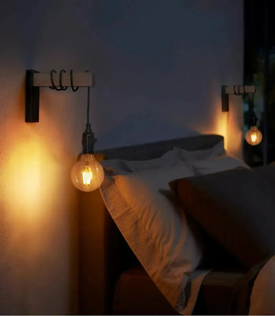 Vintage Wood & Iron Wall Lamp – RetroLume E27