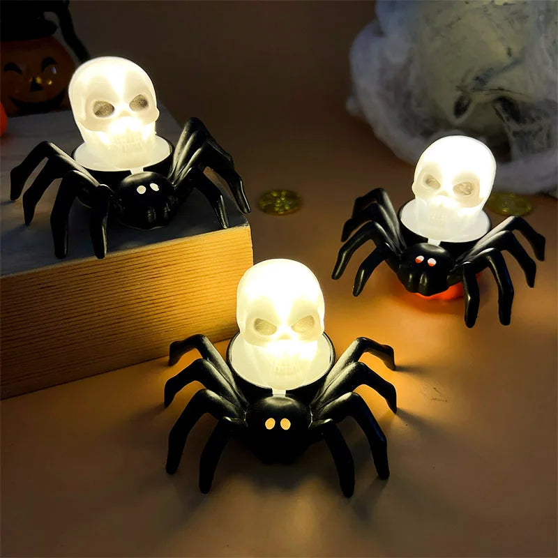 Halloween LED Skull & Spider Lamp – Spooky Home Decor