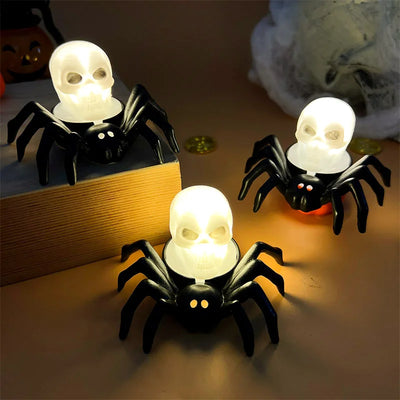 Halloween LED Skull & Spider Lamp – Spooky Home Decor