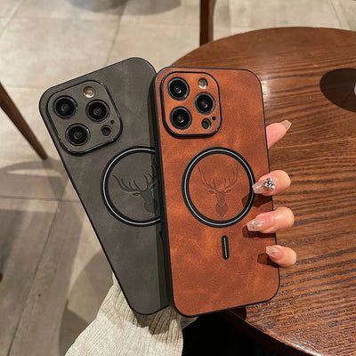 Deer Leather iPhone Case MagSafe Wireless Charging
