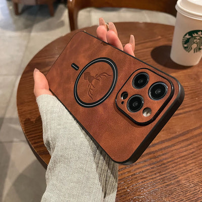 Deer Leather iPhone Case MagSafe Wireless Charging