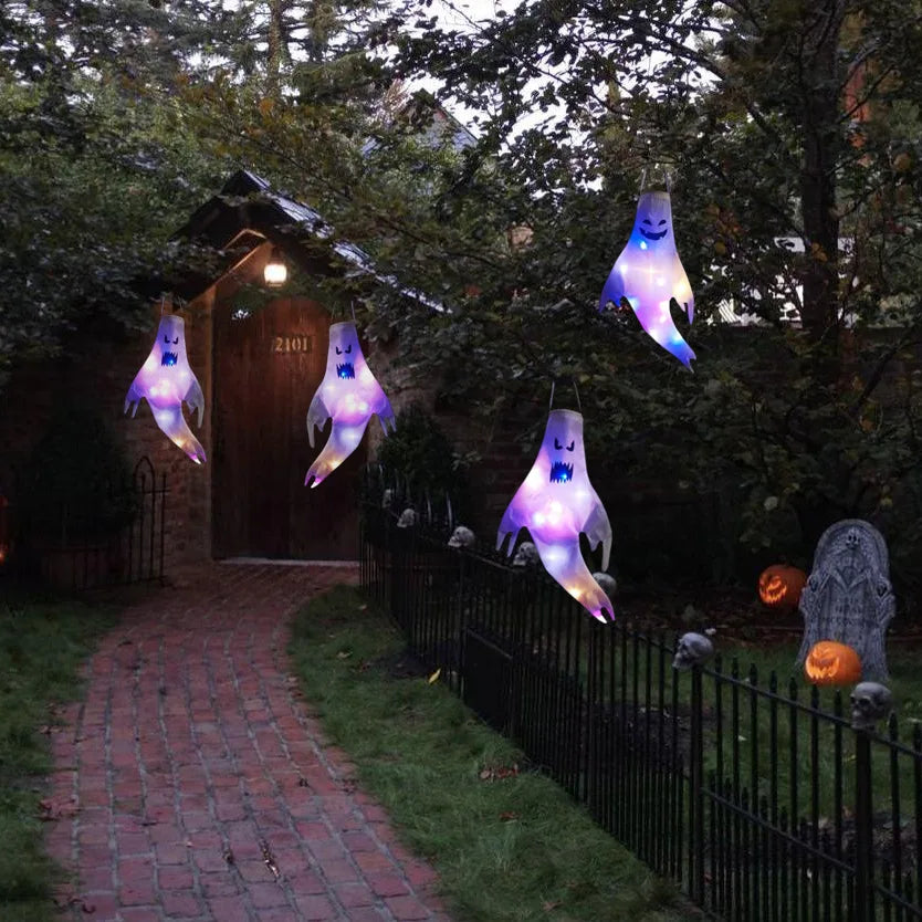 Halloween Hanging Ghost Lights – LED Outdoor Decor
