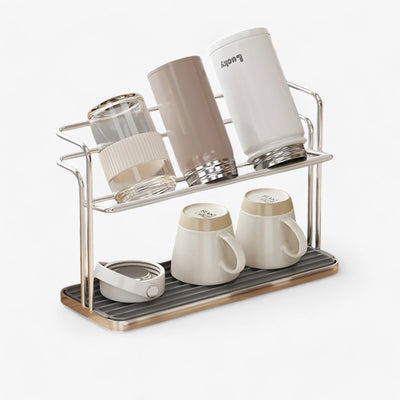 Double Layer Stainless Steel Cup Rack for Kitchen