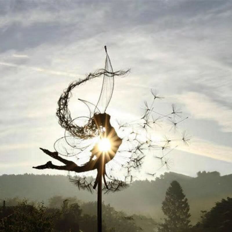 Metal Fairy Garden Sculpture Outdoor Lawn Decor