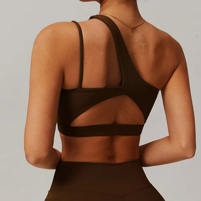 Women’s Shockproof Sports Bra with Oblique Shoulder Straps for Fitness