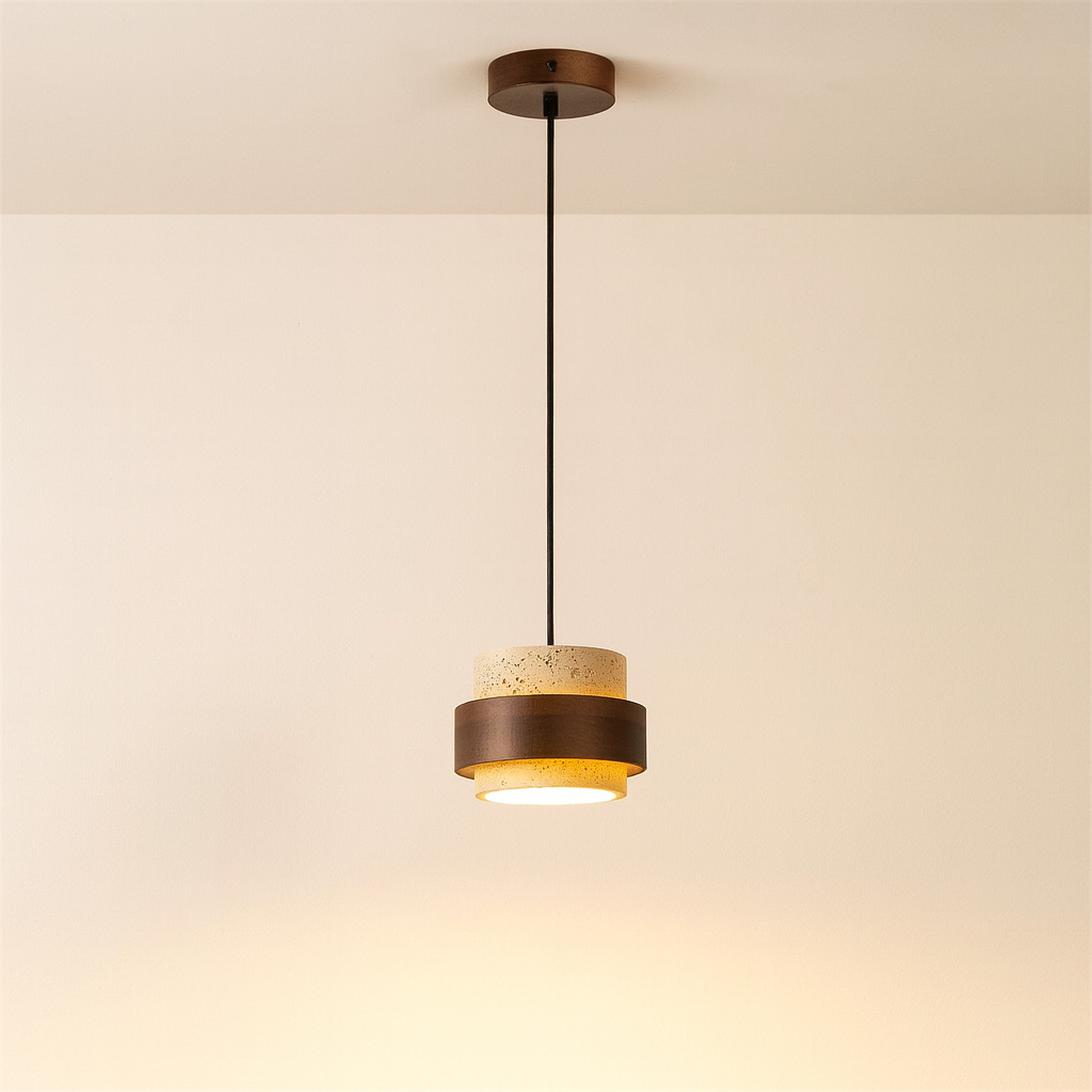 Refined Stone and Wood Bar Pendant Light for Modern Interiors