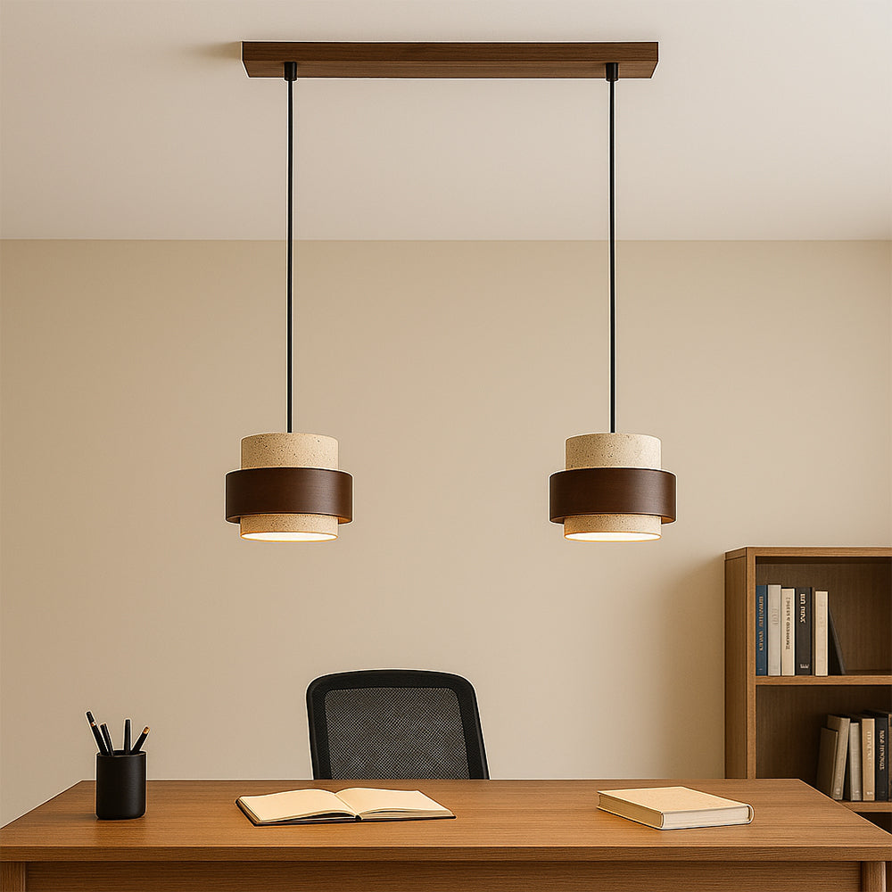 Refined Stone and Wood Bar Pendant Light for Modern Interiors