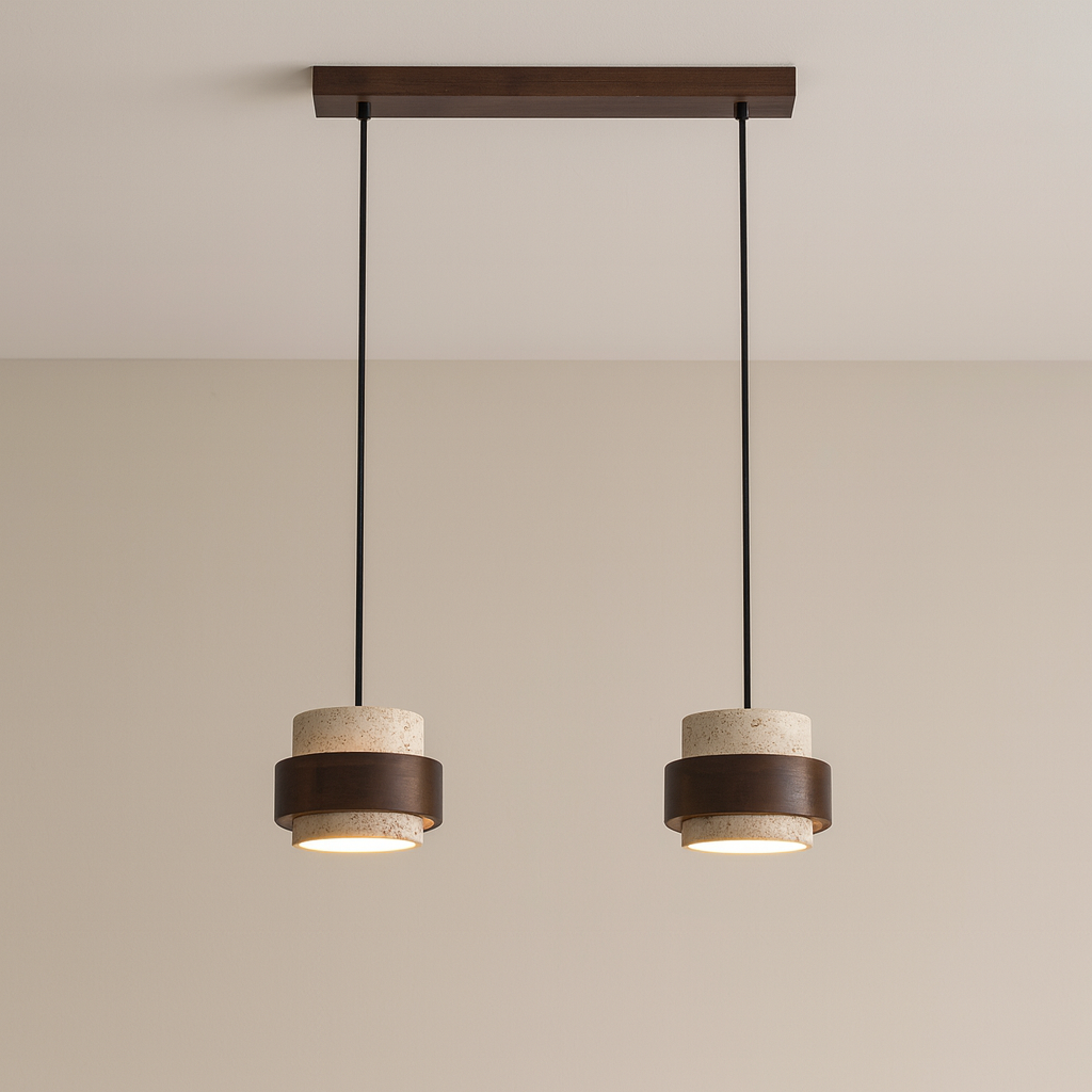 Refined Stone and Wood Bar Pendant Light for Modern Interiors