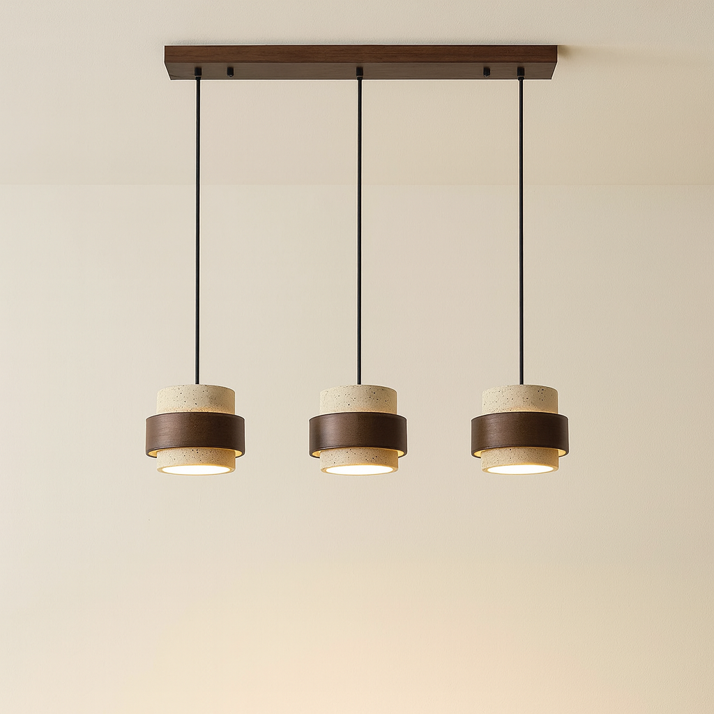 Refined Stone and Wood Bar Pendant Light for Modern Interiors