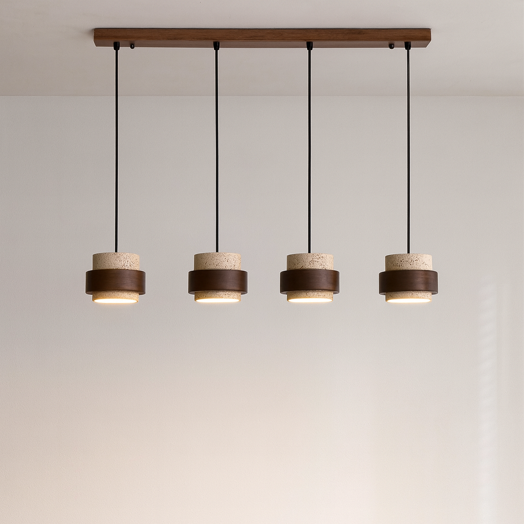 Refined Stone and Wood Bar Pendant Light for Modern Interiors