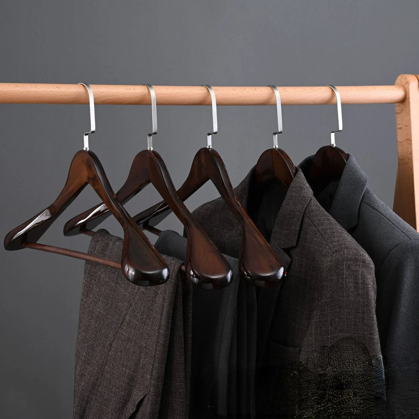 Luxury Wooden Clothes Hangers with Curved Design