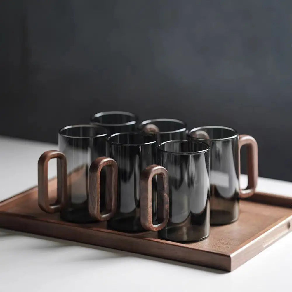 Rustic Wooden Handle Heat-Resistant Glass Mug – 350ml