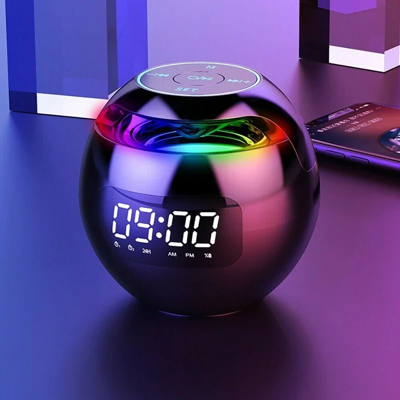 Digital LED Alarm Clock with Bluetooth Speaker & Colorful Night Light – Motion Sensor, Rechargeable, 5W Sound