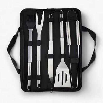 Stainless Steel BBQ Grill Tool Set with Carrying Case