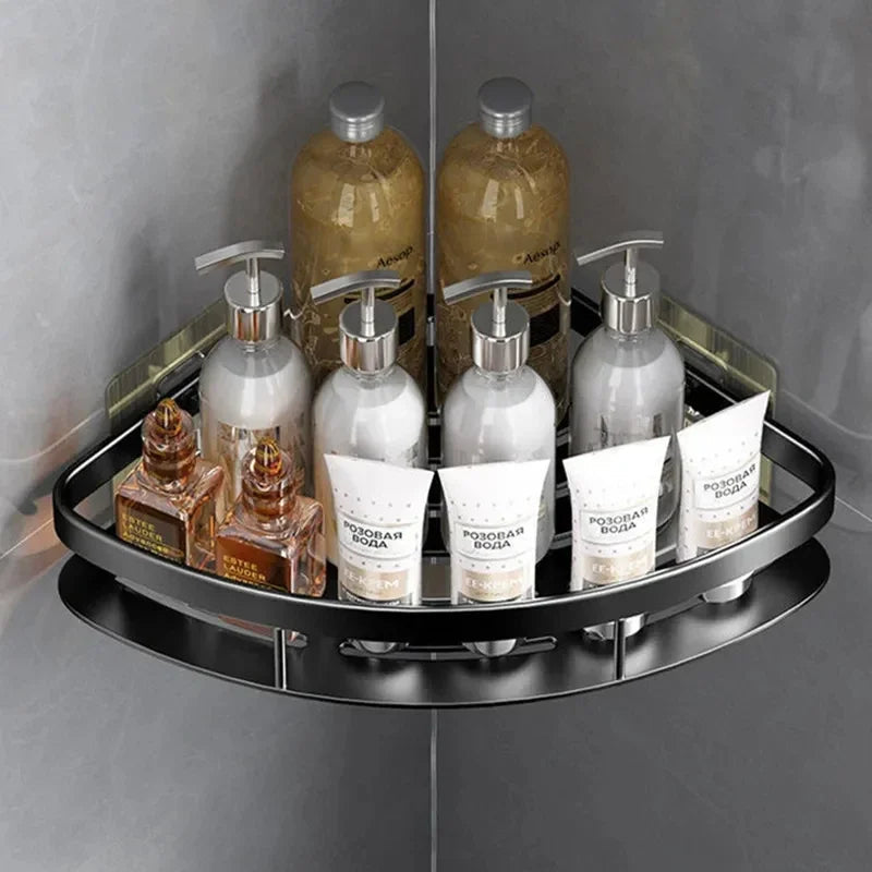 No-Drill Aluminum Corner Shelf for Bathroom