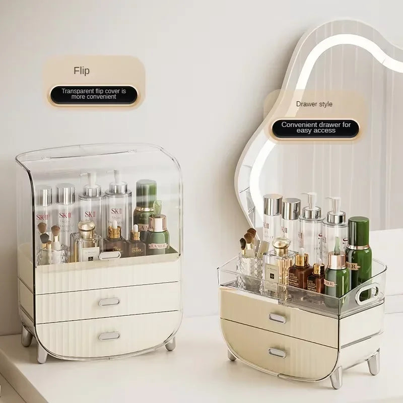 Rechargeable Cosmetic Organizer – Transparent Dustproof Makeup