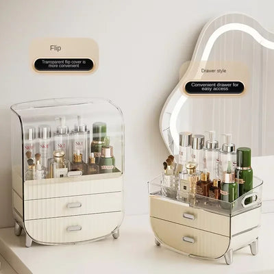 Rechargeable Cosmetic Organizer – Transparent Dustproof Makeup
