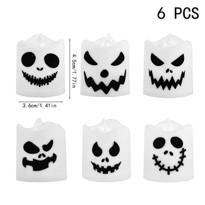Halloween LED Ghost & Pumpkin Candle Lights – 6 Pack