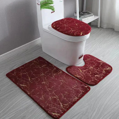 Gold Toilet Seat Cover and Bathroom Mat Set Non-Slip