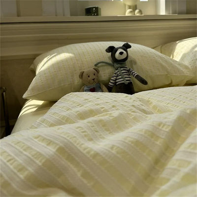 Gray Striped Bedding Set with Duvet Cover and Pillowcases