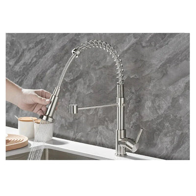 Black and Gold Dual Spout Kitchen Faucet