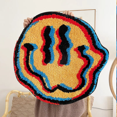 Round Soft Smiley Face Rug – Non-Slip Plush Carpet