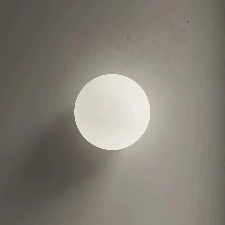 Modern White Milk Glass Circular Wall Light