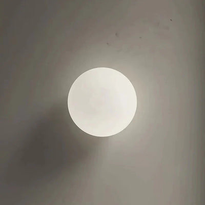 Modern White Milk Glass Circular Wall Light