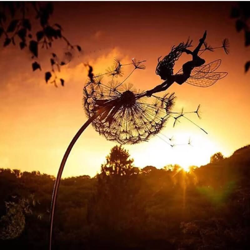 Metal Fairy Garden Sculpture Outdoor Lawn Decor
