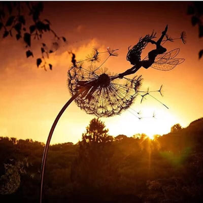 Metal Fairy Garden Sculpture Outdoor Lawn Decor