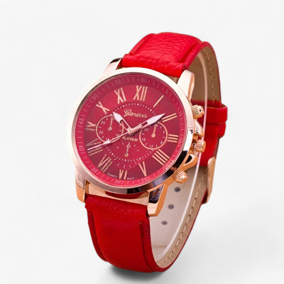 Camille Womens Waterproof Leather Strap Watch 42mm