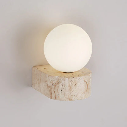 GlobeLume – Modern Wall Lamp Made from Glass and Travertine