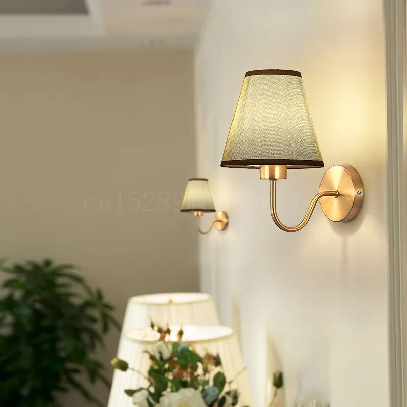 RusticHue - Fabric Wall Lamp in American Style