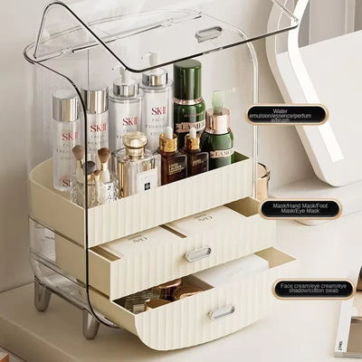Rechargeable Cosmetic Organizer – Transparent Dustproof Makeup