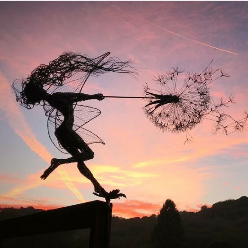 Metal Fairy Garden Sculpture Outdoor Lawn Decor
