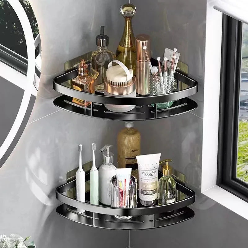 No-Drill Aluminum Corner Shelf for Bathroom