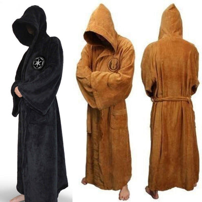 Men’s Long Flannel Bathrobe with Hood and Belt