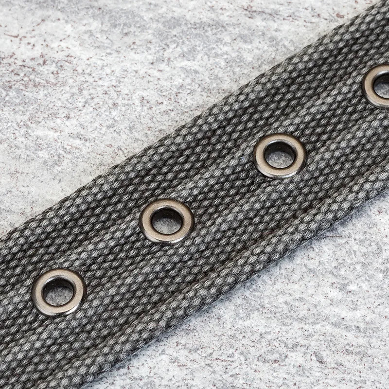 Men’s Canvas Belt – Adjustable Casual Striped Waistband